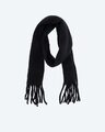 Damen Schal schwarz 34 x 190 cm Webschal mit Glanzgarn und Fransen 1.187