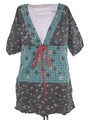 Promod Bluse Top Tunika Damen Eu38 42 M Medium Geometrisch Kurzarm Baumwolle