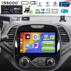 DAB+ KAM Android 14 Autoradio Navi Carplay WIFI GPS für Renault Captur MK1 13-19