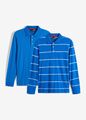 2er Pack Poloshirt Langarm Gr. 68/70 4XL Azurblau Weiß Quer Herren Shirt Neu