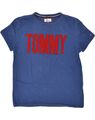 Tommy Hilfiger grafisches Herren-T-Shirt Top mittelblau Baumwolle AH10