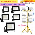 2x LED Fluter Flutlicht Baustrahler mit Stativ Stecker Scheinwerfer 20/50/100W