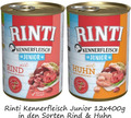 Rinti Kennerfleisch Junior |  Huhn & Rind | 12x 400g | Nassfutter Misx