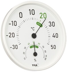 TFA Dostmann Analoges Thermo-Hygrometer 45.2045.02 Innen Außen Temperatur Weiß