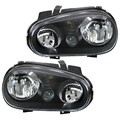 Depo Scheinwerfer Klarglas Set für VW Golf 4 IV Bj. 1997-2003 Schwarz mit NSW