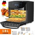 18L Heißluftfritteuse Heißluft Fritteuse Backofen Grill XXL Airfryer 1800W NEU