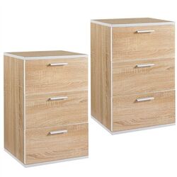 Nachttisch Beistelltisch 2er Set Nachtschrank Sofatisch Schubladenschrank Eiche