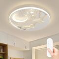 Modern Stern Mond Deckenlampe Dimmbar Mit Fernbedienung Deckenleuchte(Weiß)