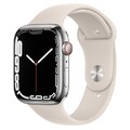 Apple Watch Series 7 GPS LTE Cellular Edelstahl Silver 45mm STARLIGHT  Optik TOP