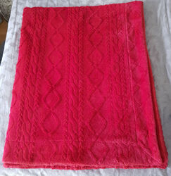 Rote Plüschdecke Sofadecke Kuscheldecke Flauschige Weiche Wohndecke , Zopfmuster