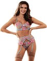 Damen Strapsen Dessous Set 3-teilig Push Up Bügel BH+ Strapsgürtel+ Sexy Stri...