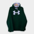 Vintage Under Armour Hoodie Grün Spell Out Logo Herren XL Y2K USA