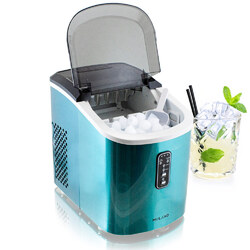 Eiswürfelbereiter IceMaker Eiswürfelmaschine Edelstahl Design Blau MULANO