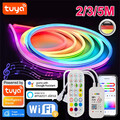 5M Neon LED Strip Streifen RGB Flex Schlauch diffus Lichtband Dimmbar Smart App