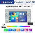 DAB+ 2+64G Autoradio Carplay Android 14 GPS NAVI WIFI Für Ford Focus Transit MK7