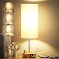 Nachttischlampe Touch Dimmbar Tischlampe mit USB-C+A-Ladefunktion Steckdose K...