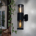 Außenleuchte Wandlampe Fassadenleuchte Edelstahl 2-Flammig Up Down rauch H 38 cm
