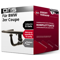 Für 2er Coupe Typ F22 (Oris) Anhängerkupplung abnehmbar + E-Satz 13pol AHK & ESoptional auch als Komplettpaket mit Montage