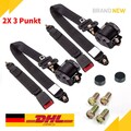 2x 3 Punkt Automatikgurt Sicherheitsgurt Universal Gurtpeitsche 300cm E-Prüfung