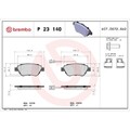 1x Bremsbelagsatz, Scheibenbremse BREMBO P 23 140 passend für CITROËN FIAT