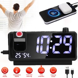 LED Wecker mit Projektion Digital Wecker Temperatur Dimmbar Tischuhr Alarm USB