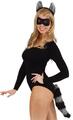 Waschbär Set 3-tlg. Kostüm Waschbärset Damen Fasching Karneval Tierkostüm Neu