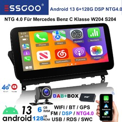 DAB+ Für Mercedes C Class W204 S204 Android 13 Carplay Autoradio GPS Navi 6+128G