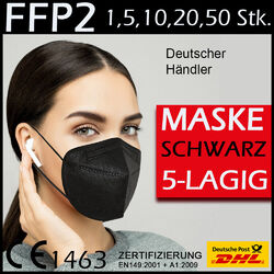 FFP2 Maske schwarz weiß CE zertifiziert 5 10 20 50 100 x Stück Masken Mundschutz⭐⭐⭐⭐⭐ Deutscher Händler ✅ Günstig ⚫️🔴🟡 BLITZVERSAND