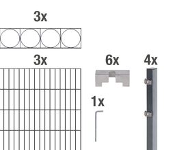 Alberts Doppelstabmattenzaun als Zaun-Komplettset anthrazit Höhe 140cm Länge 6 m
