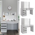 Schminktisch Sherry Weiß Hochglanz Gold 120 x 75 cm Schubladen Spiegel Vicco