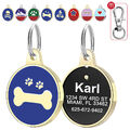 Hundemarke mit Gravur Rund Personalisiert Name Adresse Hundehalsband Anhänger