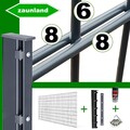Doppelstabmatten Zaun 8-6-8 mm inkl Pfosten Abdeckleiste Stabmatten Gartenzaun