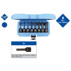 BRILLIANT TOOLS BT022605 1/2" Kraft-Bit-Stecknuss-Satz, XZN, 8-tlg, M5 - M18