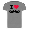 I Love Moustache T-Shirt - Bart Schnurrbart Oberlippenbart Schnorres Haare