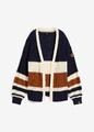 Strickjacke mit Streifenmuster Gr 44/46 Dunkelblau Beige Bronze Damen Jacke Neu*