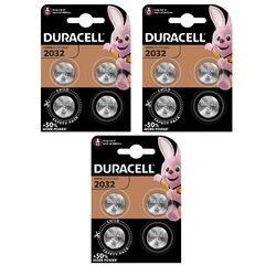 12 x Duracell Batterien Lithium Knopfzellen CR2032 DL2032 3V 3 x 4er Blister