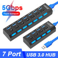 USB 3.0 Hub 4/7 Port Splitter Adapter mit Aktiv Netzteil Verteiler für PC Laptop