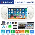 Autoradio 7" Android 13 64G Apple Carplay GPS NAVI RDS +Kam Für Fiat 500 2007-15