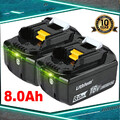 2X 18V/8,0Ah für Makita Akku BL1860B- 2er Set - 197422-4 BL1850 BL1830