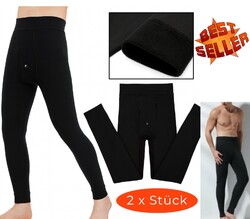 2er Pack Herren Thermounterwäsche Lange Unterhose Fleece Thermo Leggings Winter