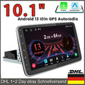 10.1" Android13 DAB+ Autoradio 1 DIN GPS Navi WIFI 360° Drehbar Bildschirm 2+64G