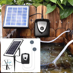 SOLAR TEICHBELÜFTER LUFTPUMPE SAUERSTOFF PUMPE 2 SPRUDELSTEIN TEICHPUMPE GARTEN
