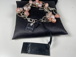 NORA Original Armband - Made In Norway - silberfarben mit hellrosa Steinen