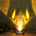 Solarlampe Außen Stehlampe Buddha Gartenleuchte Deko Akku Figur LED H 36 cm