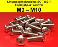 Linsenkopfschrauben Edelstahl V2A  ISO 7380 Innensechskant  M3 M4 M5 M6 M8 M10