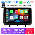 9" Android 13 Autoradio GPS WIFI 2gb+64GB Carplay Für Renault Clio III 2005-2014