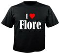 T-Shirt I Love Flore für Damen Herren und Kinder Farben Schwarz Weiss Pink