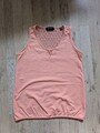 Top pfirsich helles orange apricot Jersey mit Spitze Einsatz Gr. 36 / 38 36/ 38