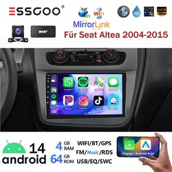 4+64G DAB+ Für Seat Toledo Altea 2004-2015 Android14 Carplay Autoradio GPS KAM