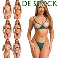 DE Damen Offener Schalen BH Spitzen Brüste BH G-String Tanga Spitze Dessous Set